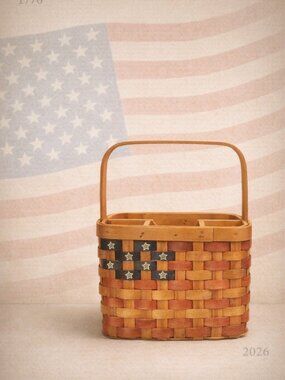 Americana Theme Basket For Table Accessories Summer Patriotic Patio